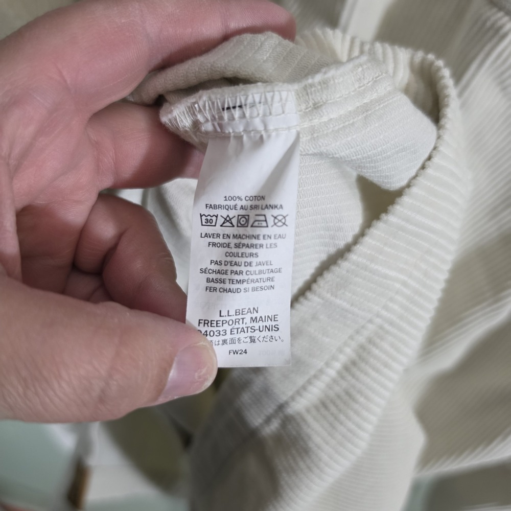 LL Bean Mens Rangely Corduroy Shirt Jacket Off White Button Up Size Large Reg - Picture 7 of 7